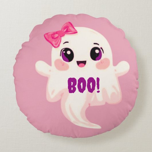 Süßes Mädchen Boo! Geist Rundes Kissen (Vorderseite)