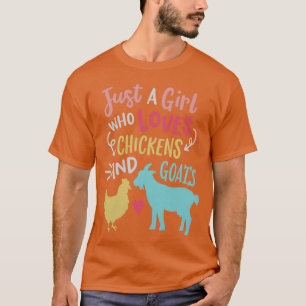 Süßes Mädchen, das Hühner liebt Ziegenliebhaber Fa T-Shirt