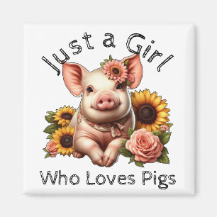 Süßes Mädchen, das Schweine liebt Magnet