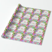 Süßes Mädchen Dinosaurier 1. Geburtstagsfeier Geschenkpapier (Ungerollt)