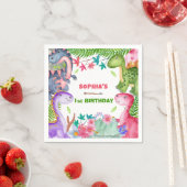 Süßes Mädchen Dinosaurier 1. Geburtstagsfeier Serviette (Beispiel)