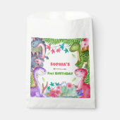 Süßes Mädchen Dinosaurier 2. Geburtstagsfeier Geschenktütchen (Vorderseite)