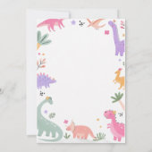 Süßes Mädchen-Dinosaurier 3. Geburtstag Einladung (Rückseite)