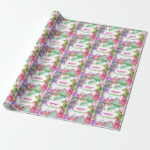 Süßes Mädchen Dinosaurier 4. Geburtstagsfeier Geschenkpapier (Ungerollt)
