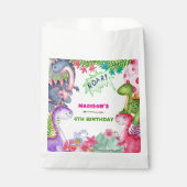 Süßes Mädchen Dinosaurier 4. Geburtstagsfeier Geschenktütchen (Vorderseite)