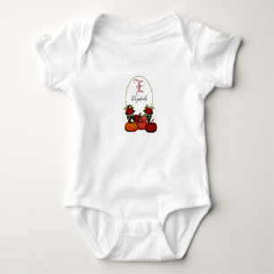 Süßes Mädchen Floral Herbst Kürbis Monogramm Baby Strampler