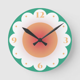 Süßes Mädchen Florales Cartoon Gänseblümchen Kinde Runde Wanduhr