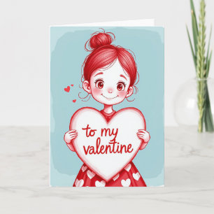 Süßes Mädchen für meine Valentinstagskarte Karte