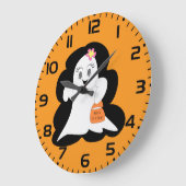 Süßes Mädchen-Geist Halloween-Süßigkeiten oder Sau Große Wanduhr (Winkel)
