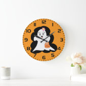 Süßes Mädchen-Geist Halloween-Süßigkeiten oder Sau Große Wanduhr (Zuhause)