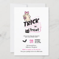 Süßes Mädchen-Geist-Trick oder Treat-Halloween-Kat
