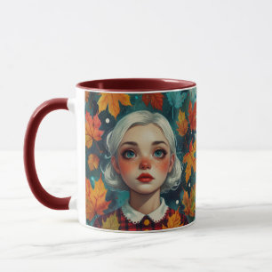 Süßes Mädchen Herbstlaub Herbstfarben Tasse