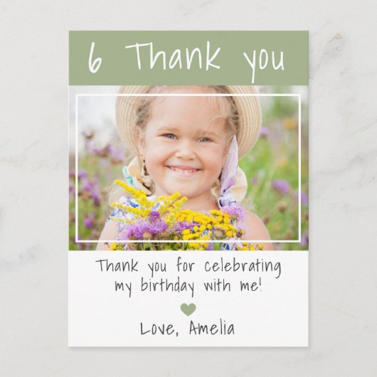 Süßes Mädchen Junge Foto Geburtstag Danke Postkarte (Vorderseite)