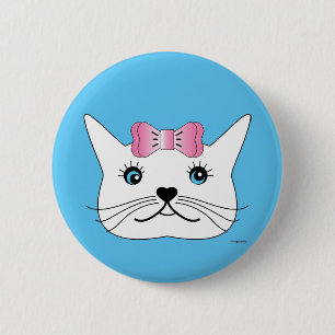 Süßes-Mädchen-Katze-mit-rosafarbenem-Schleife Button