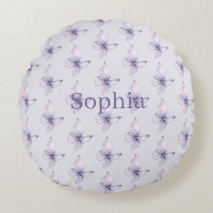 Süßes Mädchen-Lavendel-Lila-Schmetterlinge Rundes Kissen