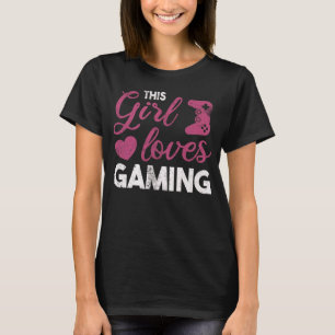 Süßes Mädchen liebt Gaming Rosa Herz Gamer Design T-Shirt