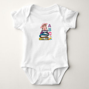 Süßes Mädchen liest Bücher und ABCs Baby-Body Baby Strampler