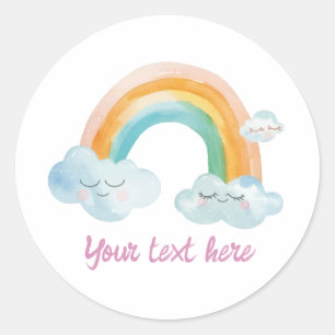 Süßes Mädchen Lila Wasserfarbe Regenbogen Baby Geb Runder Aufkleber