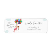 Süßes Mädchen mit Ballons Rücksendeadresse (Vorne)