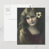 Süßes Mädchen mit Blume Postkarte (Vorne/Hinten)