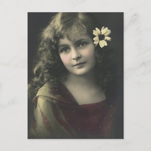 Süßes Mädchen mit Blume Postkarte (Vorderseite)