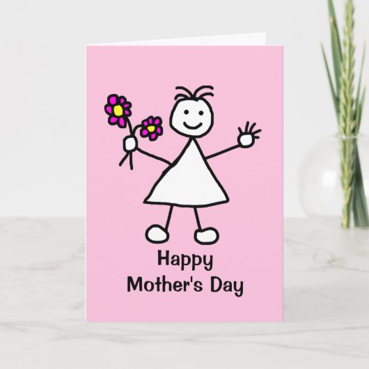 Süßes Mädchen mit Blumen Muttertag Karte (Vorderseite)