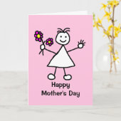 Süßes Mädchen mit Blumen Muttertag Karte (Gelbe Blume)