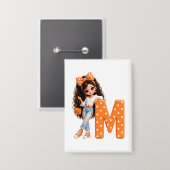 Süßes Mädchen mit Buchstabe M Wurfdecke Button (Vorderseite/Rückseite)