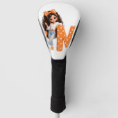 Süßes Mädchen mit Buchstabe M Wurfdecke Golf Headcover (Vorderseite)