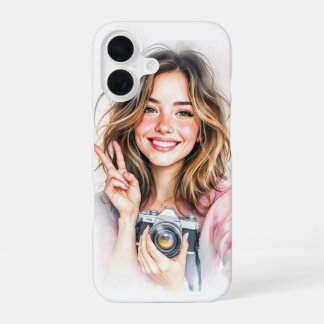 Süßes Mädchen mit Kamerahandyhülle iPhone 16 Hülle