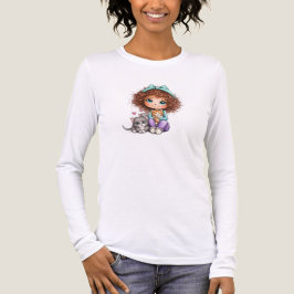 Süßes Mädchen mit Kätzchen Kawaii Gemütliche Kunst Tri-Blend Shirt