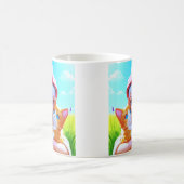 Süßes Mädchen mit Katze Kaffeetasse (Mittel)