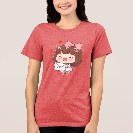 Süßes Mädchen mit Liebesbrief Tri-Blend Shirt (Vorderseite)