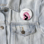 Süßes Mädchen mit rosa Haaren Hairstyling Branding Button (Beispiel)