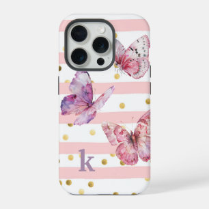 Süßes Mädchen mit rosa Streifen, Punkten und Schme iPhone 15 Pro Hülle