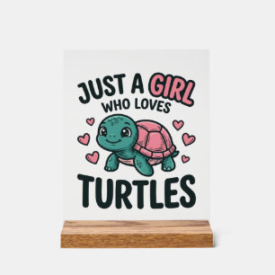 Süßes Mädchen mit Schildkrötenliebehaberin Vintage Acrylschild