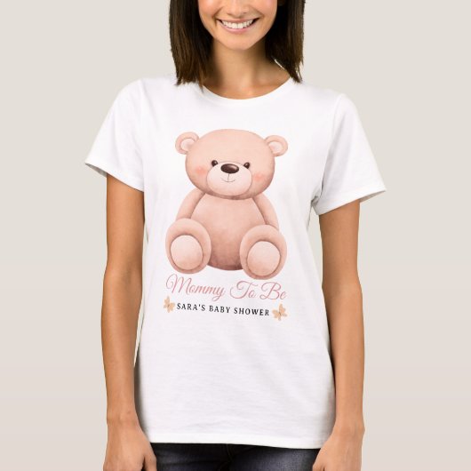 Süßes Mädchen Orange Teddy Bär Mami wird werdende T-Shirt (Vorderseite)