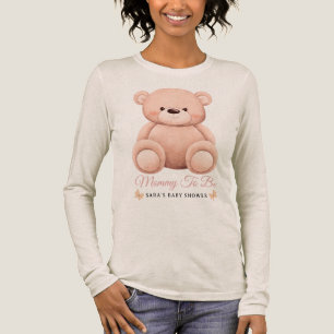Süßes Mädchen Orange Teddybär Mutter-wird-Baby-Par Tri-Blend Shirt