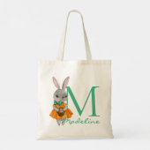 Süßes Mädchen Osterhase Anfangsbuchstabe und Name  Tragetasche (Rückseite)