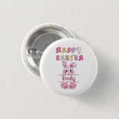 Süßes Mädchen Personalisieren Frohe Ostern Hase Button (Vorne & Hinten)