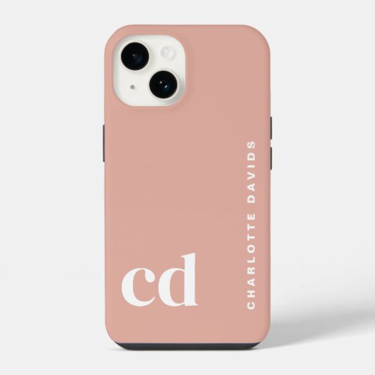 Süßes Mädchen-Pfirsich-Monogramm iPhone Hülle (Rückseite)