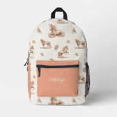Süßes Mädchen Pfirsich-Rose-Pferd-Muster Bedruckter Rucksack (Vorderseite)