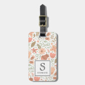 Süßes Mädchen-Pfirsichblumen-Muster mit monogrammi Gepäckanhänger (Vorderseite vertikal)