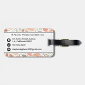 Süßes Mädchen-Pfirsichblumen-Muster mit monogrammi Gepäckanhänger (Rückseite horizontal)