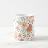 Süßes Mädchen-Pfirsichblumen-Muster mit monogrammi Kaffeetasse (Mittel)