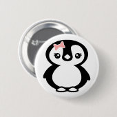Süßes Mädchen Pinguin Button (Vorne & Hinten)