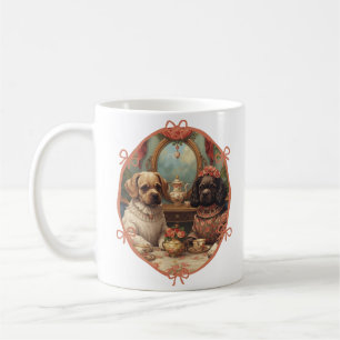 Süßes Mädchen-Pink-Hunde-Teeparty-Design Femininer Kaffeetasse