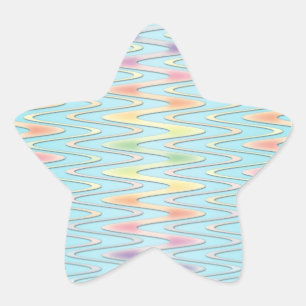 Süßes Mädchen-Regenbogen über Teal Blau Zickzack Stern-Aufkleber