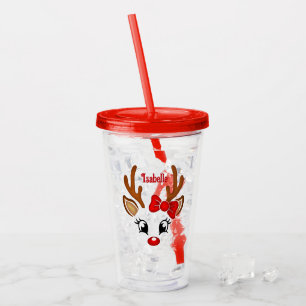 Süßes Mädchen-Rentier-Gesicht Acryl-Tumbler Acryltrinkbecher
