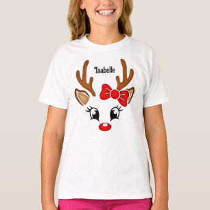 Süßes Mädchen-Rentier-Gesicht T-Shirt